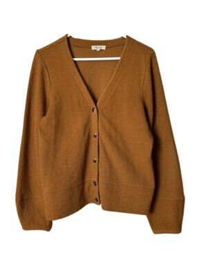 Madewell pieced sleeve v-neck flower button cardigan acorn brown womens M